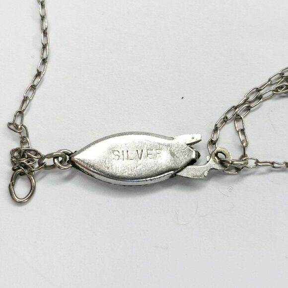 Sterling Silver White Purple Labradorite Moonstone Pendant Necklace Boho 1" - Picture 6 of 6